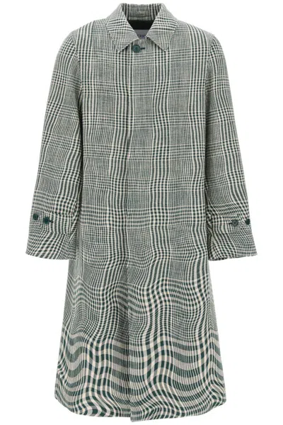 Burberry Houndstooth Car Coat With In Neutro