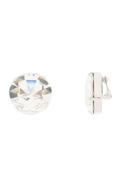 Alessandra Rich Large Crystal Clip-on Earrings In Argento