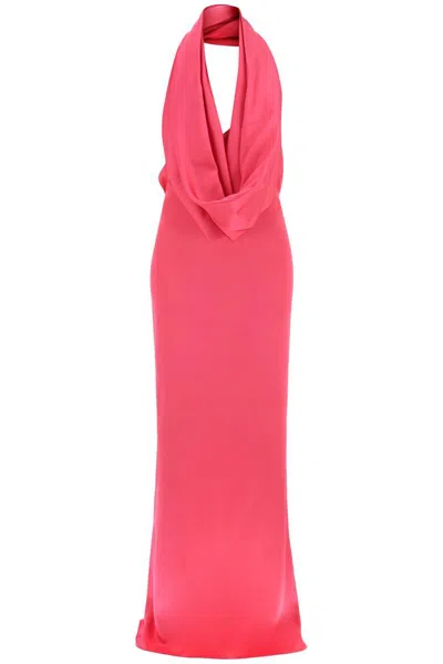 Giuseppe Di Morabito Maxi Gown With Built-in Hood In Fuxia