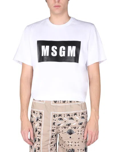 Msgm T-shirt With Logo Box In White