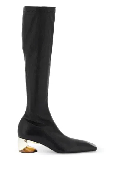 Jil Sander Stretch Leather Boots In Nero