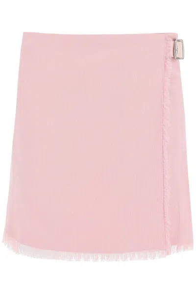 Burberry Textured Wool Mini Kilt Skirt In Rosa