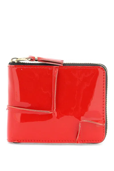 Comme Des Garçons Zip Around Patent Leather Wallet With Zipper In Rosso
