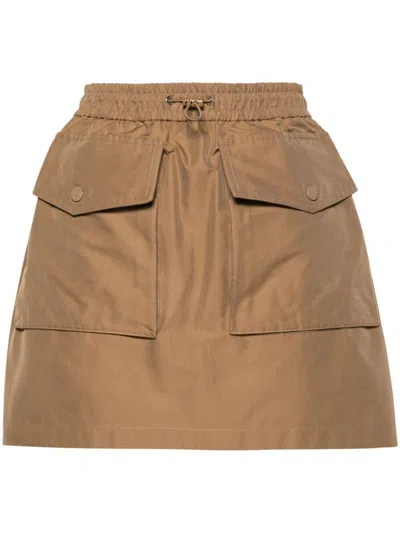 Moncler Logo Patch Drawstring Skirt In Beige