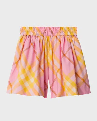 Burberry Kids' Girl's Marcy Check-print Shorts In Pink