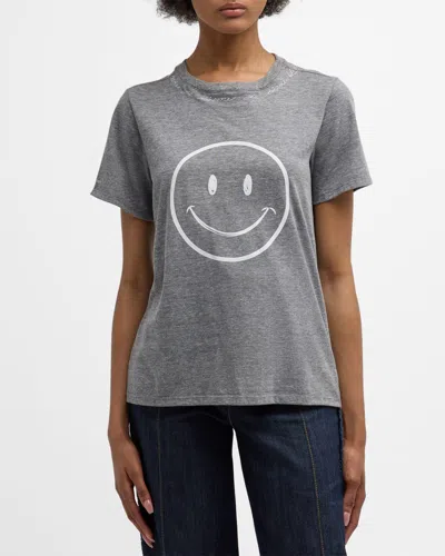 Cinq À Sept Smiley Love Letter Short-sleeve Tee In Heather Grey/wh