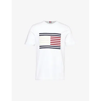 Tommy Hilfiger Mens White Logo-print Cotton-jersey T-shirt