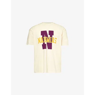 Nahmias Mens Antique White Teams Logo-print Cotton-jersey T-shirt