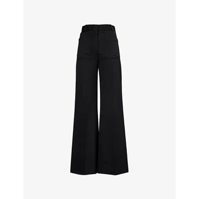 Victoria Beckham Womens Black Alina Straight-leg High-rise Woven-blend Trousers