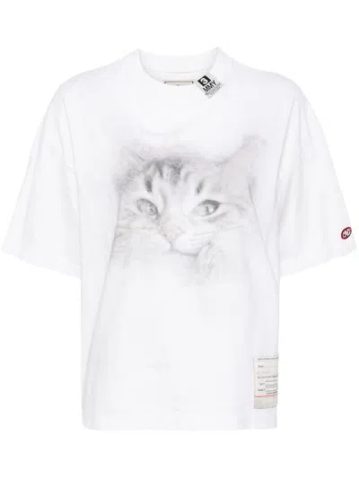 Miharayasuhiro Cat-print Cotton T-shirt In White