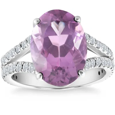 Pompeii3 4 3/4ct Amethyst Diamond Split Shank Engagement Ring 14k White Or Yellow Gold In Multi