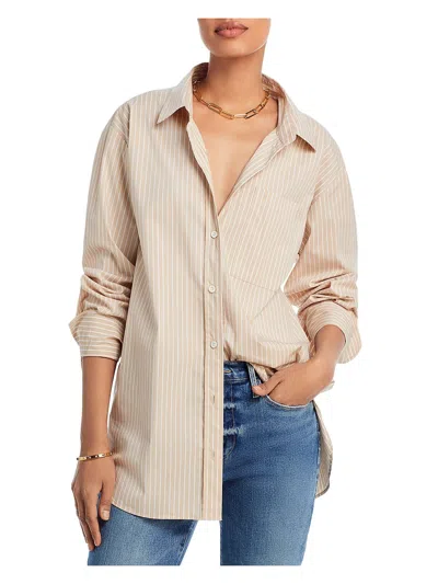 Frame Womens Pinstripe Collared Button-down Top In Multi