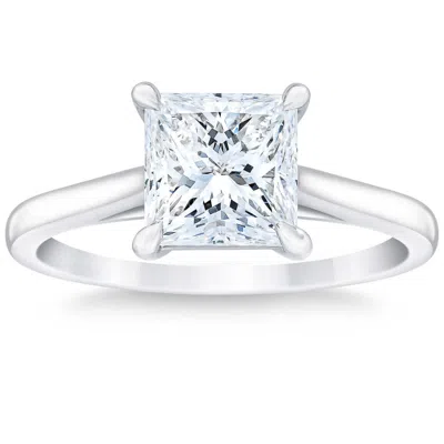 Pompeii3 2 1/2ct Princess Cut Certified Diamond Solitaire Engagement Ring 14k White Gold