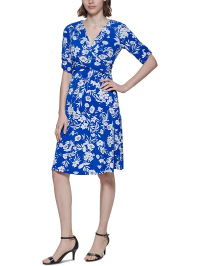 Jessica Howard Petites Womens Twisted Polyester Wear To Work Dress In Blue