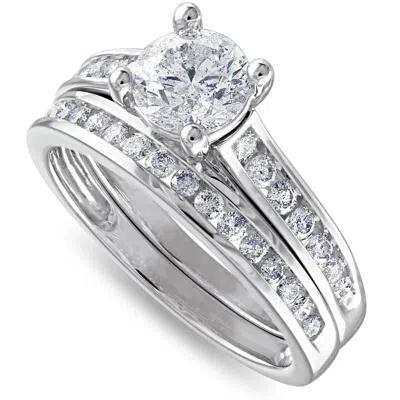 Pompeii3 2ct Diamond Engagement Wedding Ring Set Channel Set In 10k White Gold In Multi