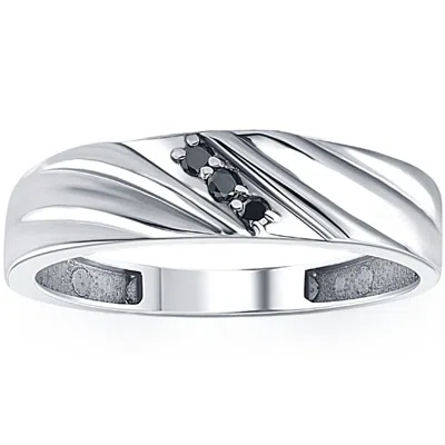 Pompeii3 Black Diamond Ring Men's 14k White Gold In Multi