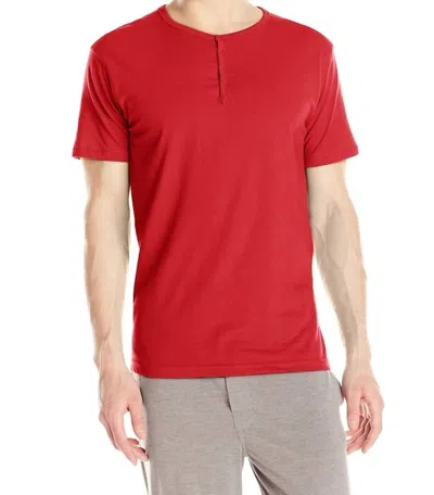 Papi Knit Jersey Short Sleeve Henley Shirt In Red