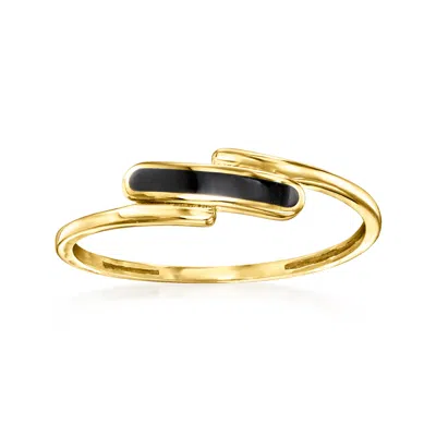 Canaria Fine Jewelry Canaria Black Enamel Bypass Ring In 10kt Yellow Gold