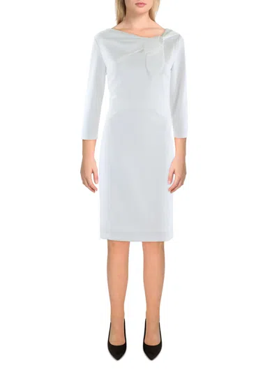 Calvin Klein Womens Neck Tie Banded Waist Sheath Dress In White