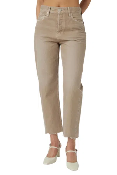 Moussy Herminie Wide Cropped Straight Jean In Light Brown