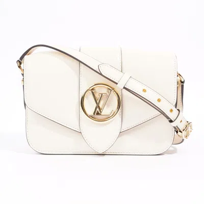 Pre-owned Louis Vuitton Pont 9 Bagleather Mm Shoulder Bag In White