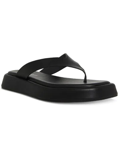Madden Girl Lady Womens Faux Leather Flip-flops Thong Sandals In Black