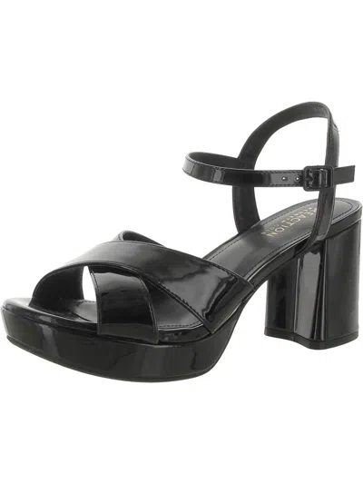 Kenneth Cole Reaction Reeva Womens Patent Ankle Strap Block Heel In Black