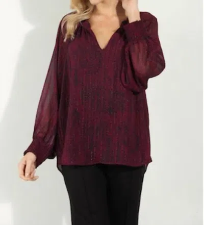 Veronica M Holiday Chiffon Blouse In Burgundy In White