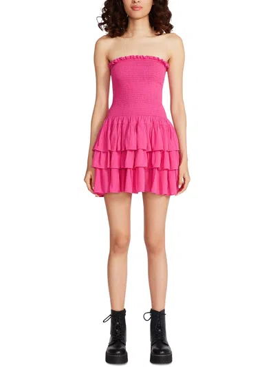 Betsey Johnson Womens Tiered Crinkled Mini Dress In Multi
