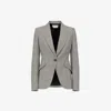 Alexander Mcqueen Prince Of Wales Peak Shoulder Jacket In Black/ivory