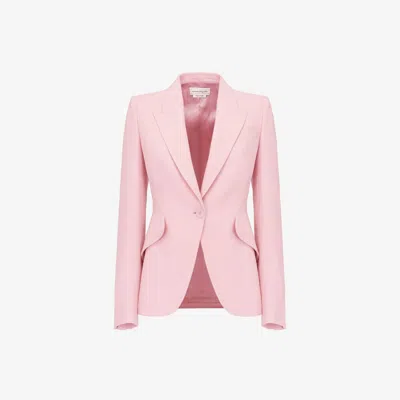 Alexander Mcqueen Single-breasted Jacket In Pink