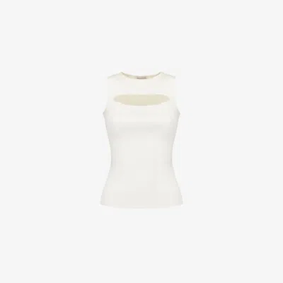Alexander Mcqueen Slashed Knit Top In White