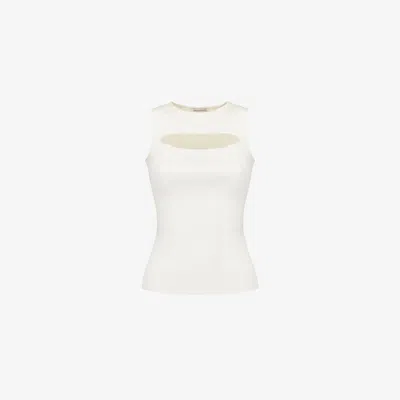 Alexander Mcqueen Slashed Knit Top In Ivory