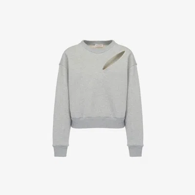 Alexander Mcqueen Slashed Sweatshirt In Grey Melange