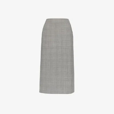 Alexander Mcqueen Prince Of Wales Pencil Skirt In Black/ivory