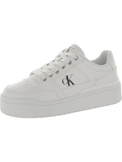 Calvin Klein Jeans Est.1978 Alondra Womens Faux Leather Lifestyle Casual And Fashion Sneakers In White