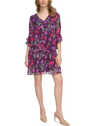 Calvin Klein Womens Mini Floral Print Shift Dress In Multi