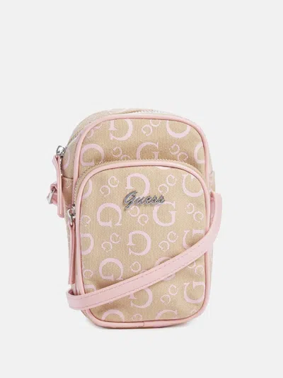 Guess Factory Canvas Logo Crossbody In Multi