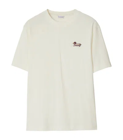 Burberry Embroidered-logo Cotton T-shirt In White