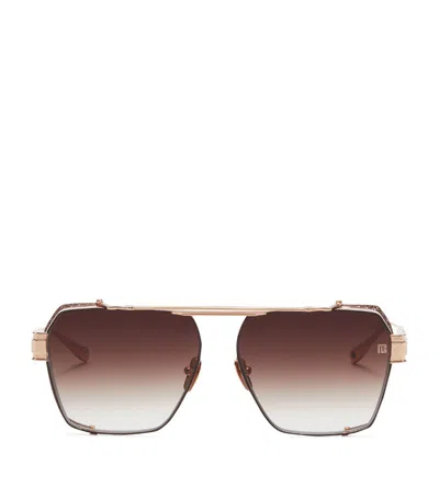 Balmain Eyewear Premier Square-frame Sunglasses In Brown