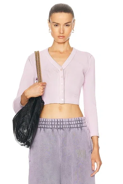 Alexander Wang Cropped Logo Cardigan In Washed Pink Lace