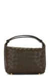Bottega Veneta Wallace Mini Leather Shoulder Bag In Kaki-gold