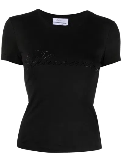Blumarine Logo-embellishment Cotton T-shirt In Black