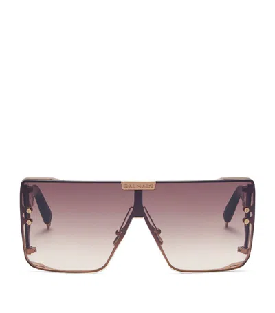 Balmain Eyewear Wonder Boy Oversize-frame Sunglasses In 褐色