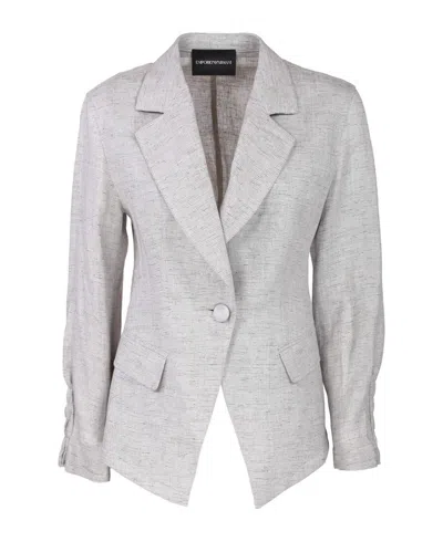 Emporio Armani Linen Jacket In Light Grey
