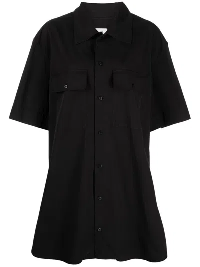 Lemaire Short Sleeve Flared Shirt In Bk999 Black