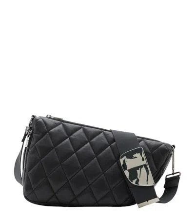 Burberry Shield Diamond-quilted Shoulder Bag In Black