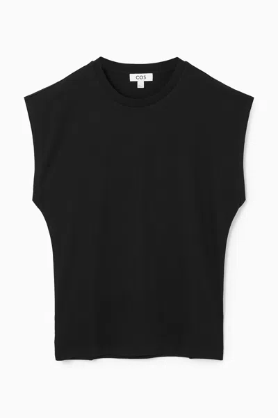 Cos Waisted Cap-sleeve T-shirt In Black