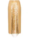 Alexander Mcqueen Ladder Fringe Pencil Maxi Skirt In Gold