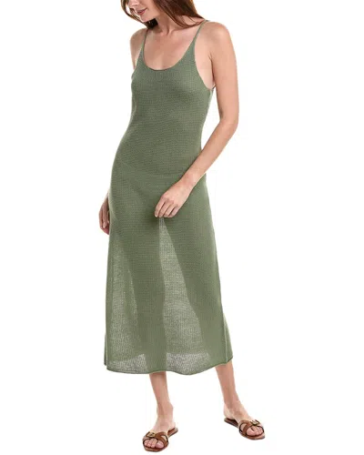 Onia Open-back Crochet-knit Linen Midi Dress In Leaf Green